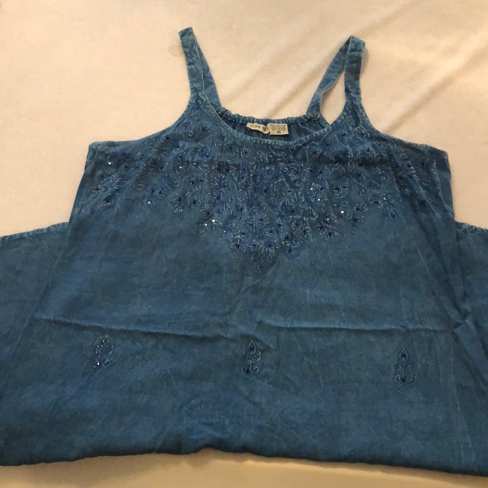 Denim blue dress w/ some bling! Cute bow in back